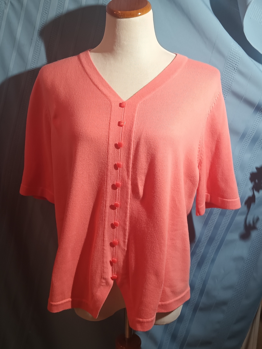 CJ Banks Coral V-neck Pullover Sweater